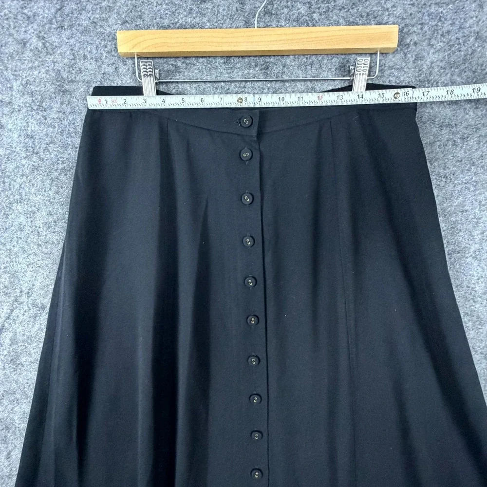 Jones New York Midi A-Line Skirt Womens 14W Black Button Front Career Academia